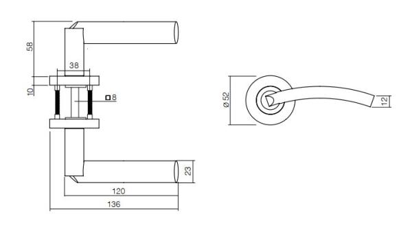ProGriff TD-Tamina auf Rosette–Chrom/Nickel matt